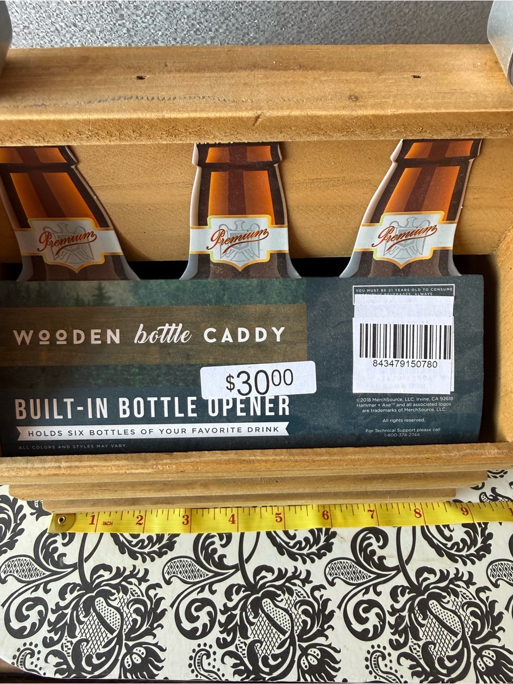 Wooden Caddy with Built-In Opener - Natural Wood - Picture 6 of 7